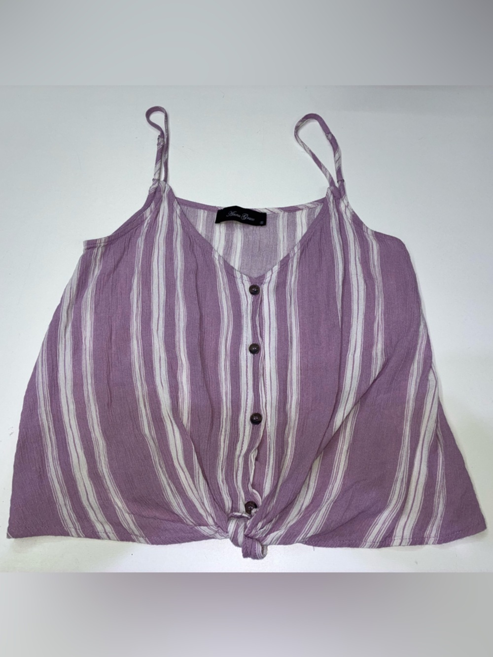 Anna Grace‎ Lavender and White Striped Tie-Front Camisole